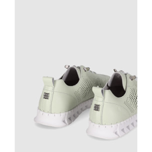 Zapatos de Piel - Verde - Tacón: Bajo