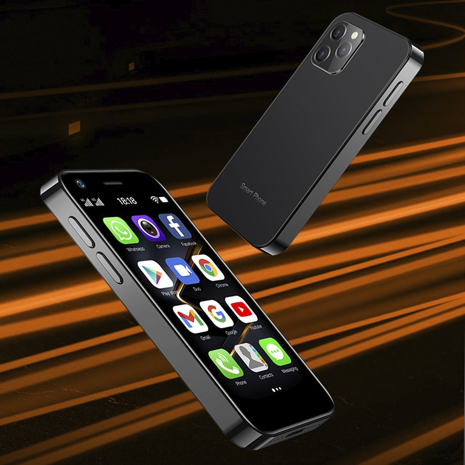 DAM Smartphone  Mini XS12 4G, Android, 4GB RAM + 64GB. Schermo da 3''. Doppia scheda SIM. 4,5x1,1x8,9 cm. Colore nero