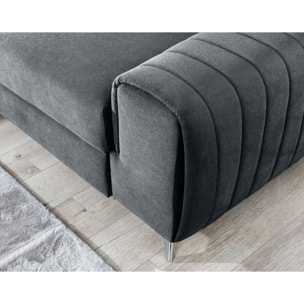 Talisay - canapé d'angle gauche - 5 places - convertible avec coffre - en velours - Gris