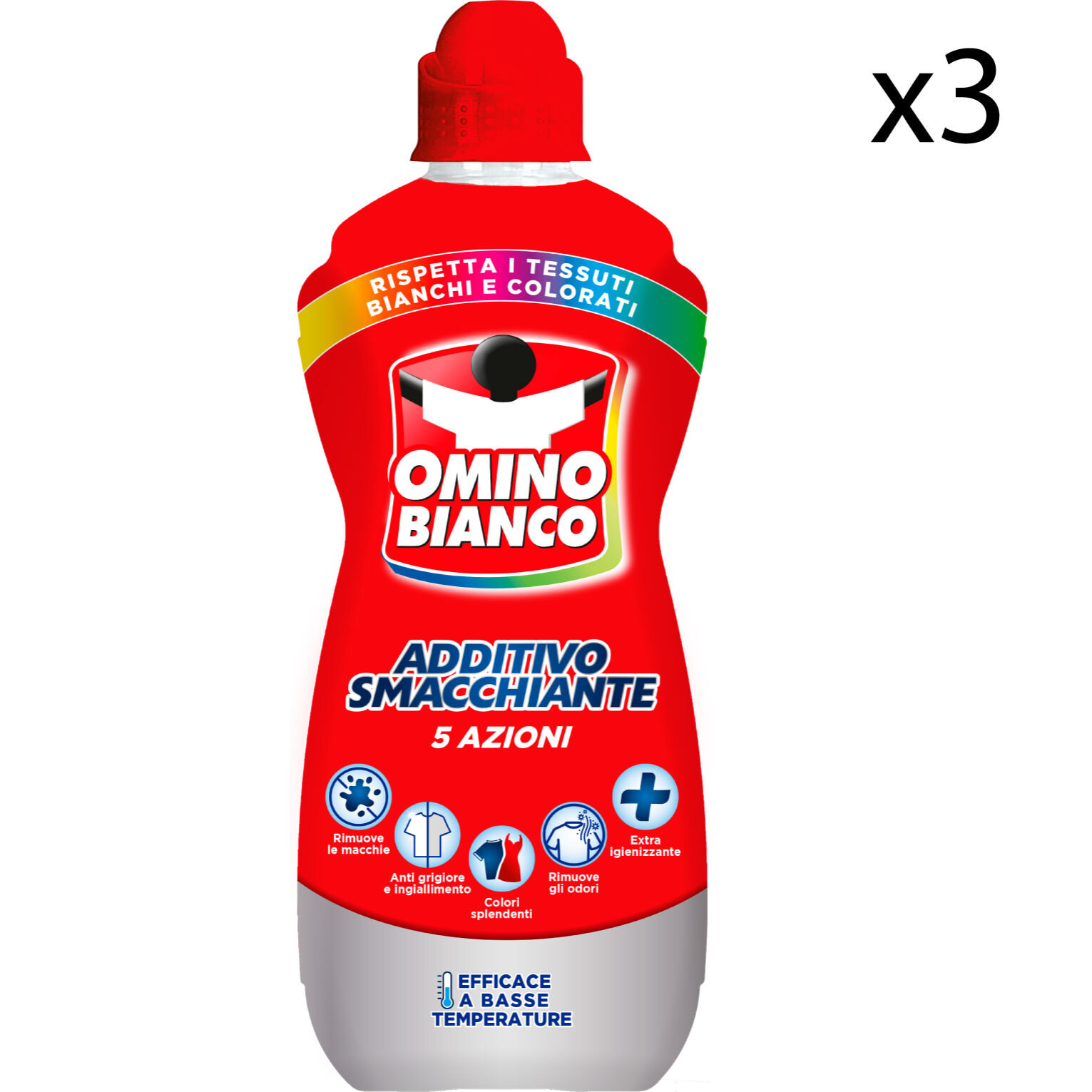 3x Omino Bianco Addittivo Smacchiante 5in1 Smacchiatore Concentrato - 3 Flaconi da 900ml