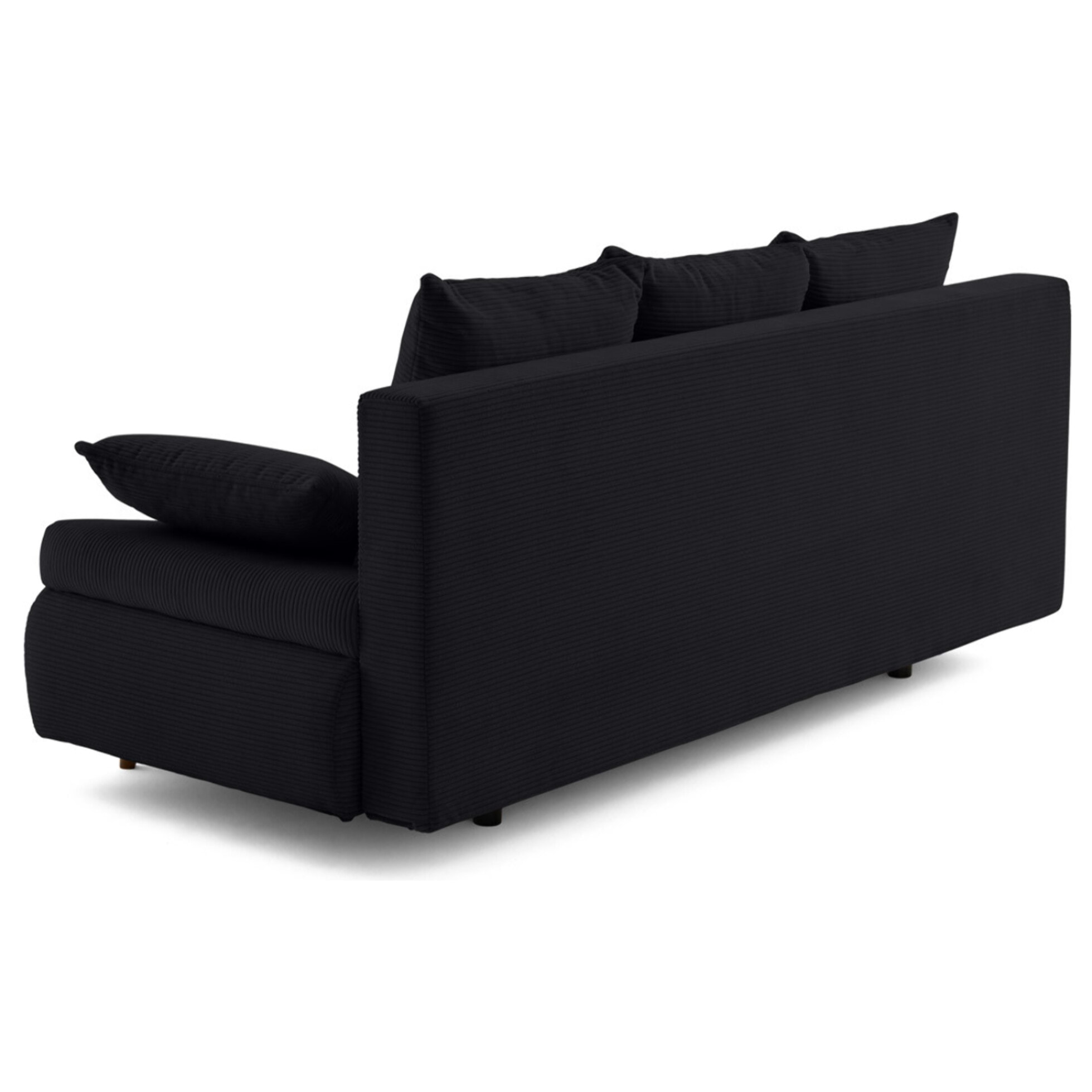 Larson - canapé droit 3 places convertible avec coffre en velours côtelé - Noir