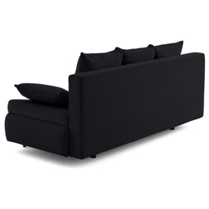 Larson - canapé droit 3 places convertible avec coffre en velours côtelé - Noir