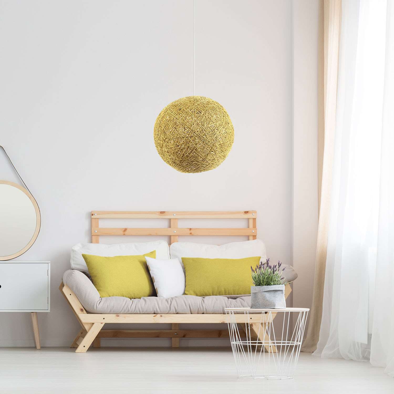 SUSPENSION INTERIEUR MOUTARDE 30CM