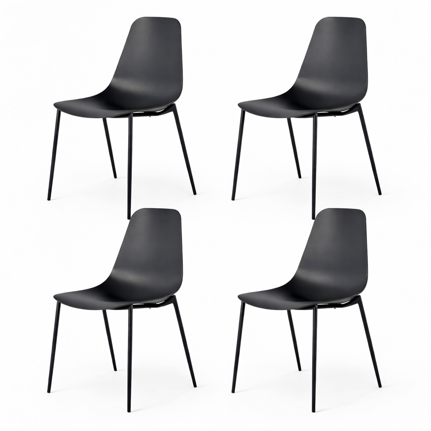 Set 4 Sedie Moderne Con Schienale Ergonomico In Polipropilene E Gambe In Metallo Cucina Sala Da Pranzo Soggiorno Ufficio 87 x 53 x 49 Cm Nero