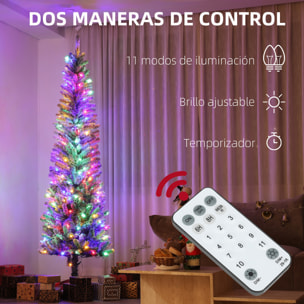 Árbol de Navidad 225 cm Árbol de Navidad Artificial con 220 Luces LED de Dos Colores 519 Ramas Control Remoto y Soporte de Acero Árbol Navideño para Salón Interior Verde