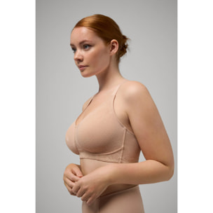 Reggiseno minimizer senza imbottitura con ferretto e pizzo beige, coppe C, D ed E