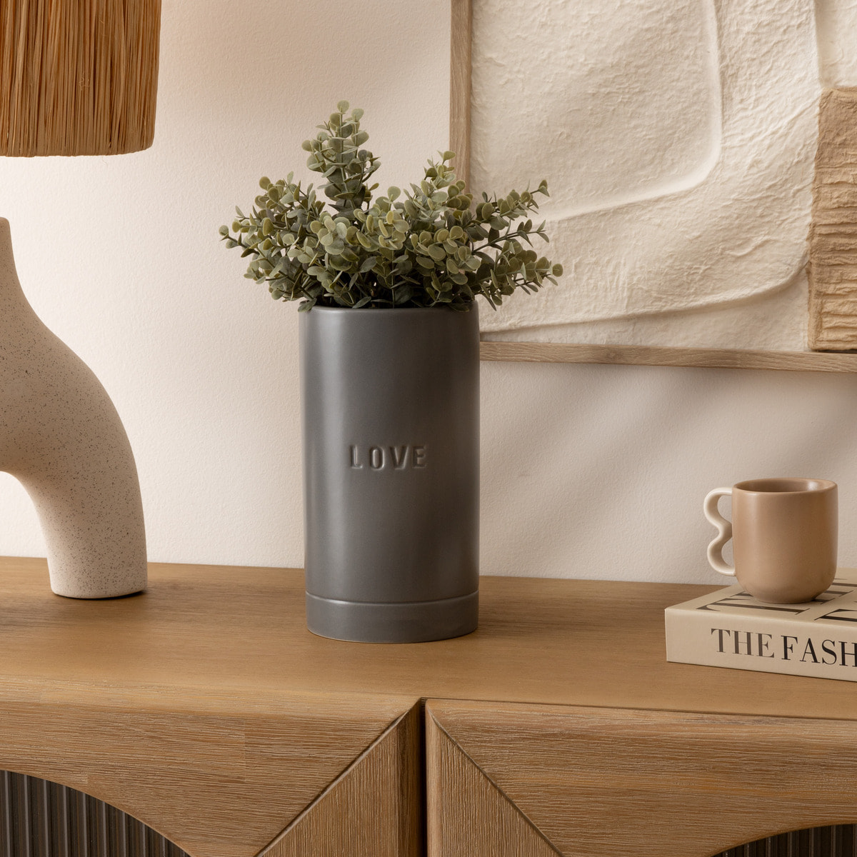 Vase "Avi" en céramique H20cm bleu gris