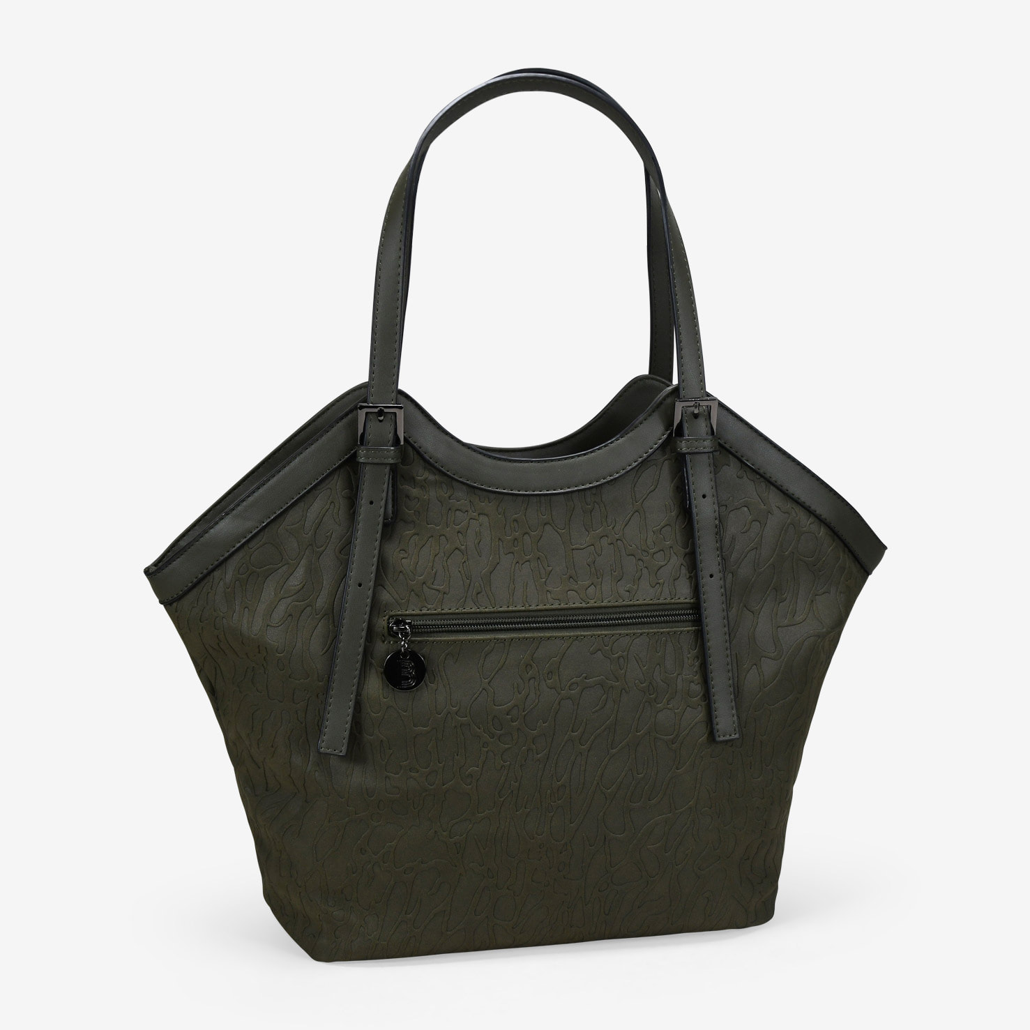 Bolso de hombro caqui con hebillas