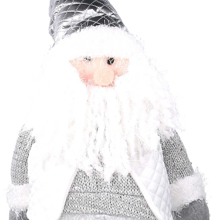 Babbo natale in tessuto bianco con gambe telescopiche grigio cm29x11h58/96