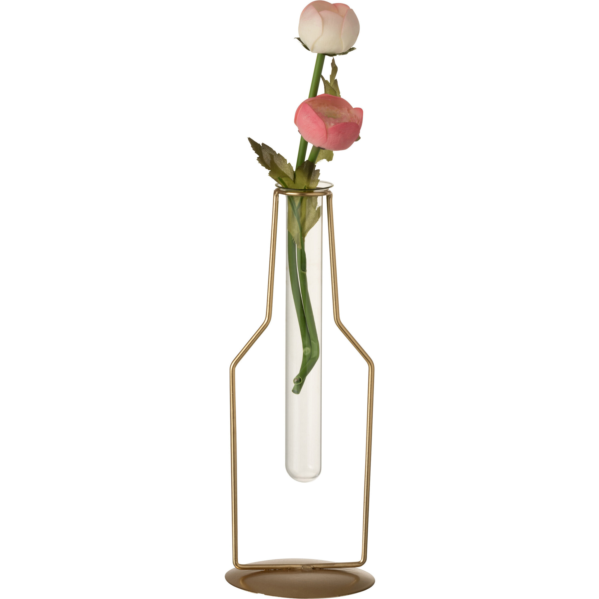 J-Line vase 1 Tube Bouteille - métal/verre - or - small - 2 pcs - 26 cm de hauteur