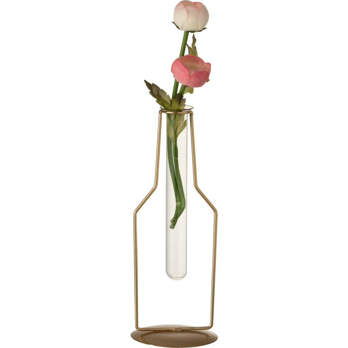 J-Line vase 1 Tube Bouteille - métal/verre - or - small - 2 pcs - 26 cm de hauteur
