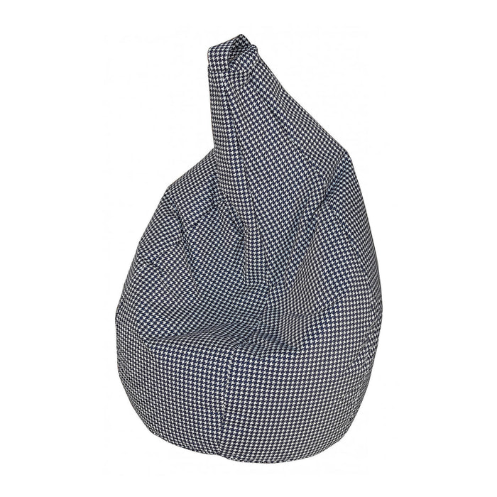 Pouf Maristella, Poltrona multiuso, Poltroncina sacco, Pouf poggiapiedi, Made in Italy, 80x80 h120 cm, Nero e Bianco, Pied de poule piccolo