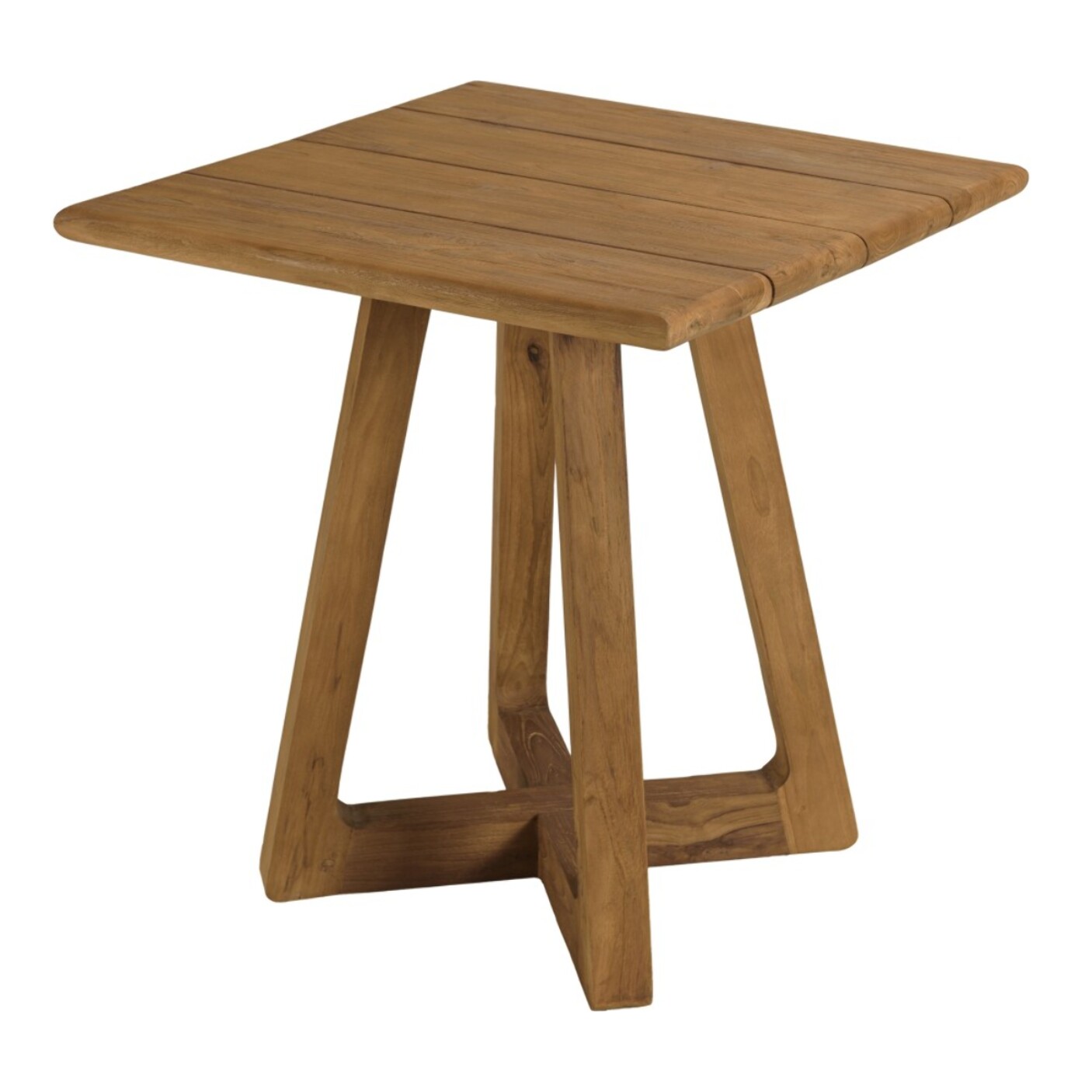 COLINE - Table à manger de jardin carrée en bois de teck recyclé 70cm (2 COLIS)