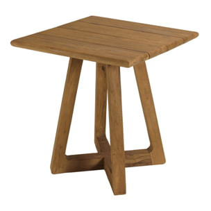 COLINE - Table à manger de jardin carrée en bois de teck recyclé 70cm (2 COLIS)