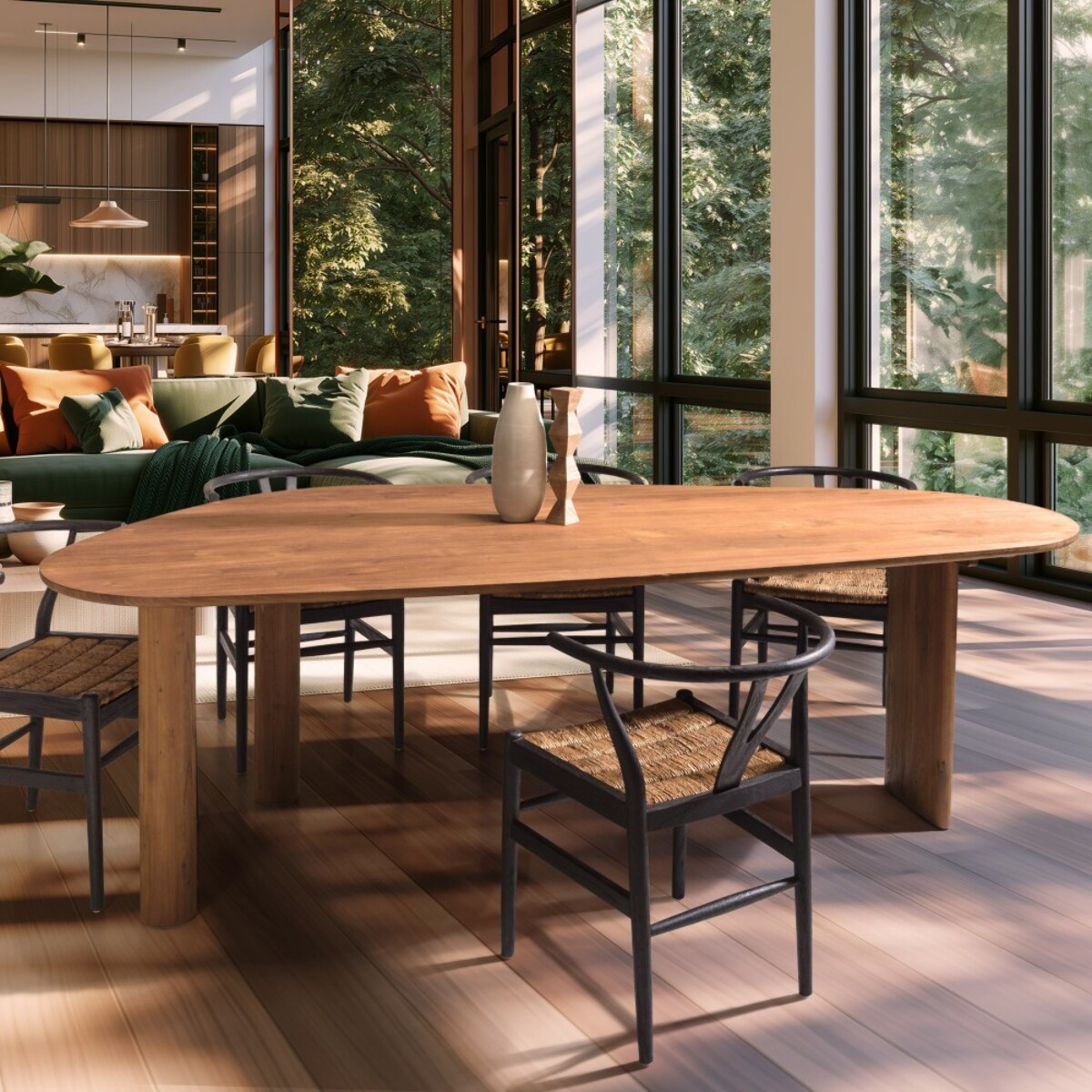 SIXTINE - Table à manger 260x120cm en bois de teck recyclé