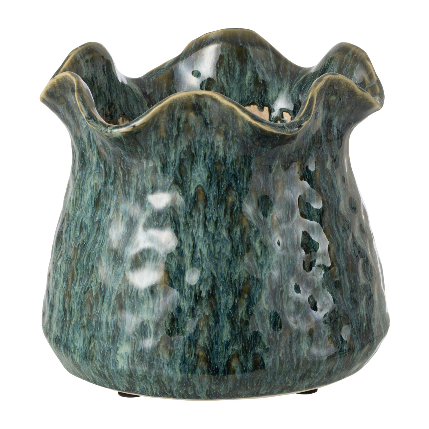 J-Line Cache-pot Ronny Irrégulier - céramique - bleu - large