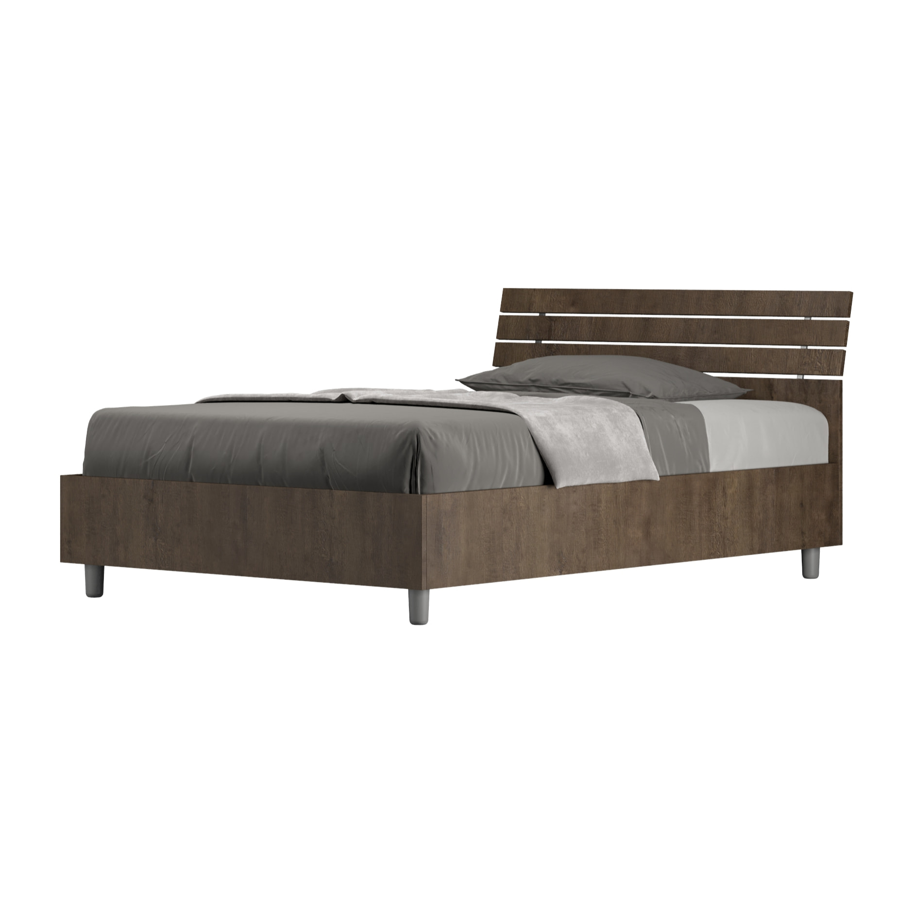 Letto una piazza e mezza contenitore 120x200 testata inclinata con doghe noce Ankel