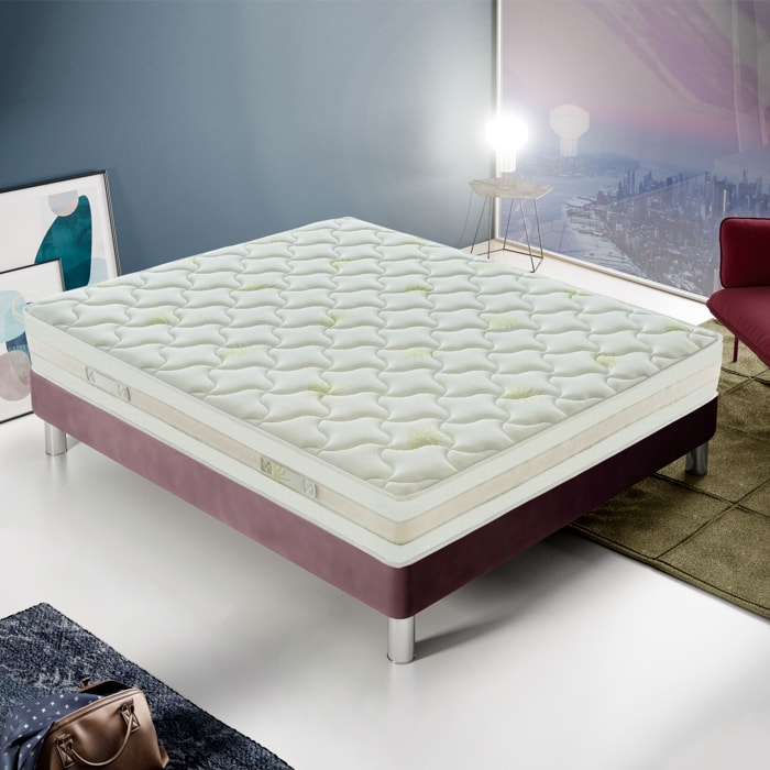 Materasso 100x200 Memory Foam - Altezza 25 cm - 9 Zone di comfort - Sfoderabile - RIvestimento Aloe Vera