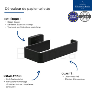 Dérouleur de papier toilette sans couvercle + Ensemble brosse WC Striking Chrome noir mat