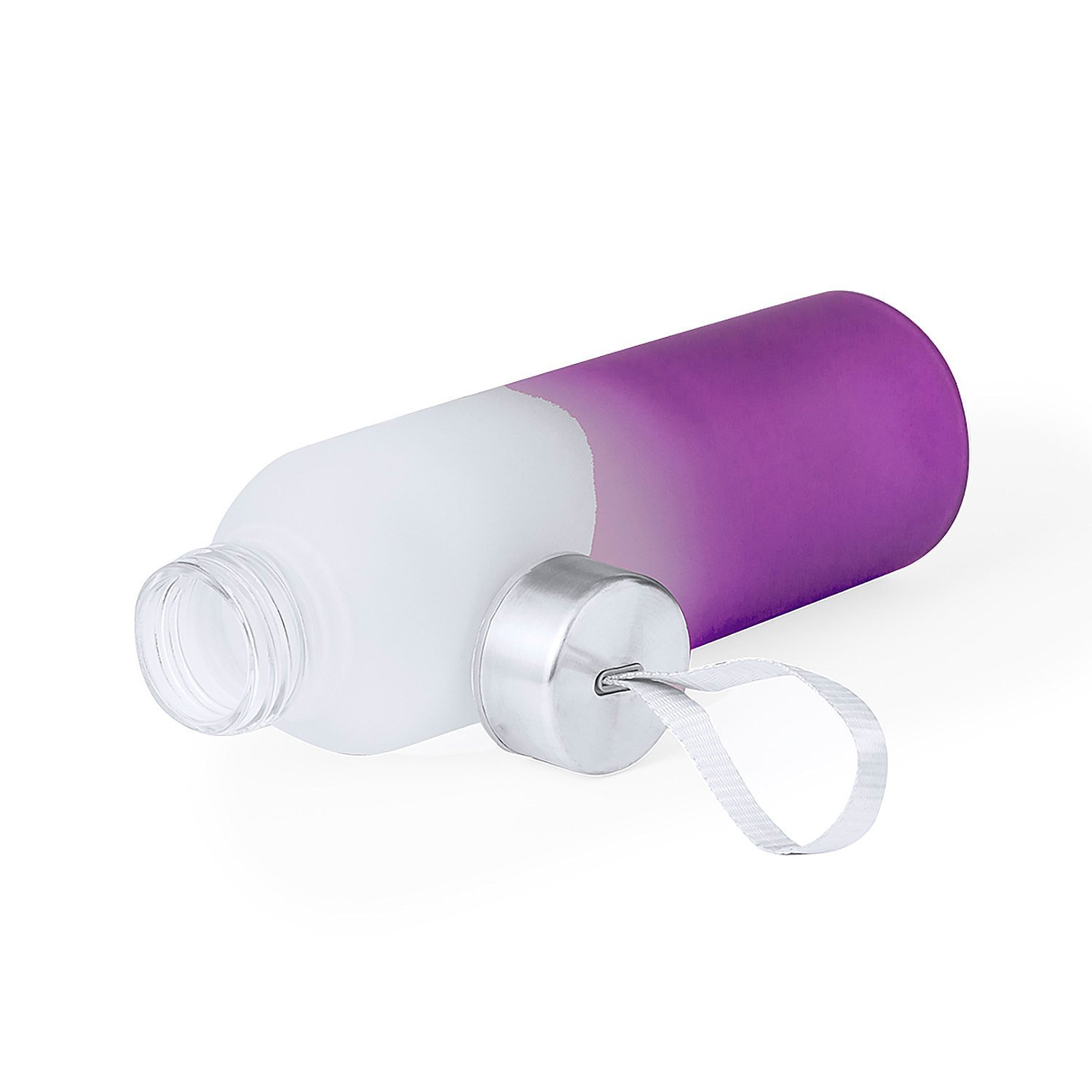 Bidón de cristal y acero inox con 500 ml de capacidad. Tapón de rosca con sellado perfecto y correa para fácil transporte.