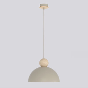 Lampada a sospensione Kaki in acciaio e legno mokka