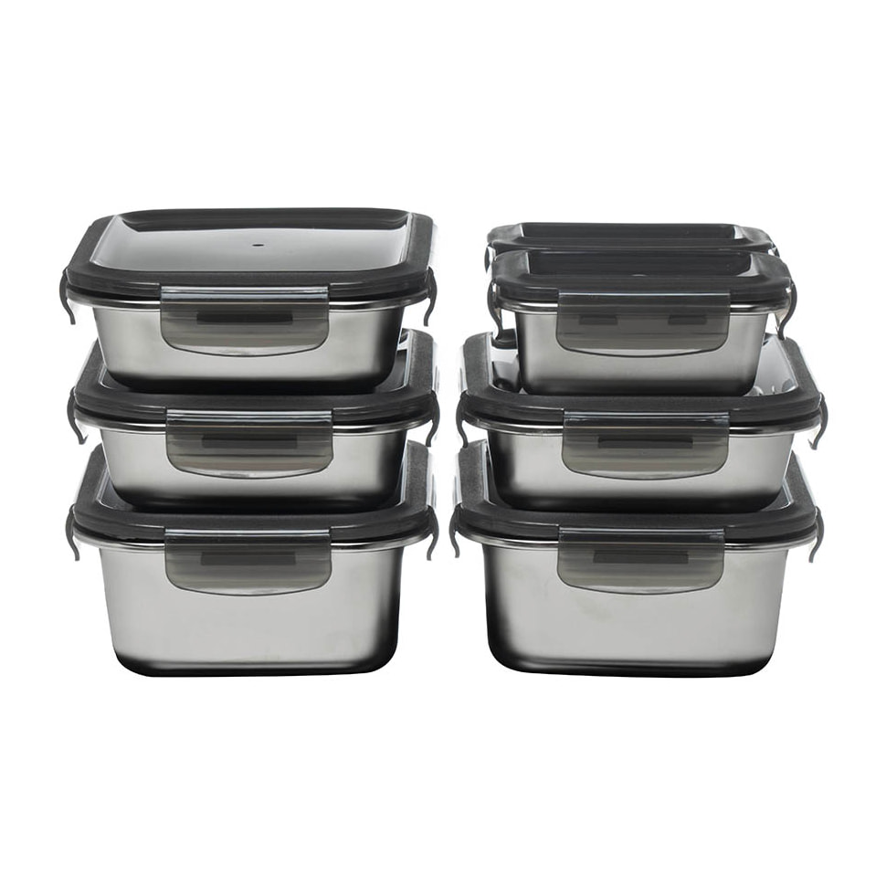 7 boîtes rectangulaires inox