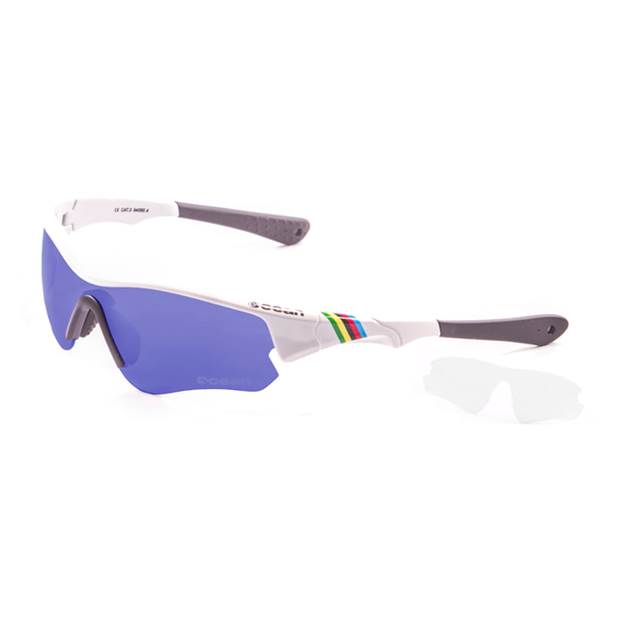Gafas de ciclismo OCEAN IRON - Blanco brillante / Revo azul