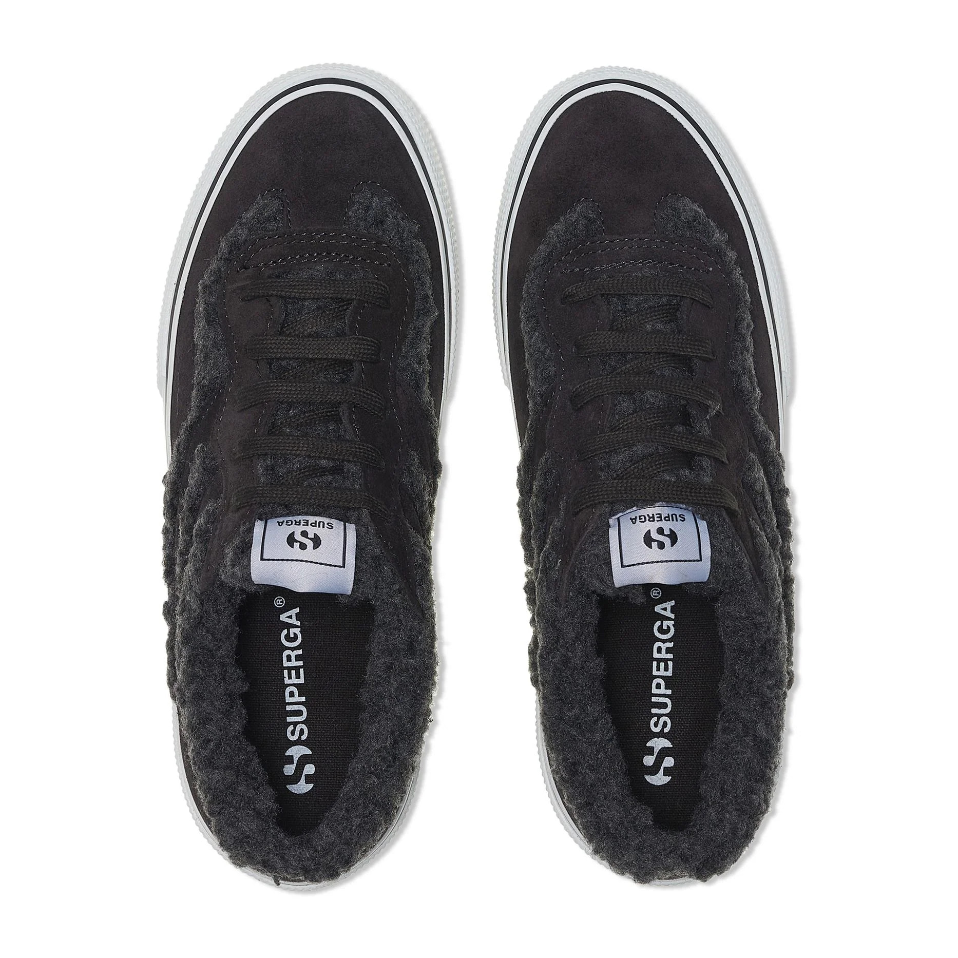 Sneakers Superga Uomo Donna Nero 3041 REVOLLEY TEDDY PLATFORM