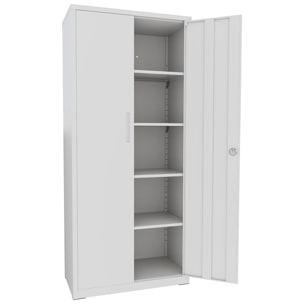 Armadio Armadietto In Metallo Multiuso Doppia Anta 5 Ripiani Regolabili Chiusura Con Doppia Chiave Mobiletto Documenti Ufficio 180x80x40 Cm Grigio