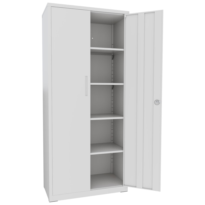 Armadio Armadietto In Metallo Multiuso Doppia Anta 5 Ripiani Regolabili Chiusura Con Doppia Chiave Mobiletto Documenti Ufficio 180x80x40 Cm Grigio