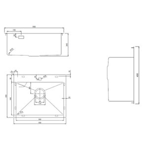 Swiss Aqua Technologies Aurum Évier de cuisine encastrable inox 304, 1 bac , 55x45x21 cm, Or brossé PVD