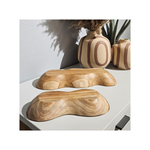 Bol long décoratif L. 39 cm en bois de teck artisanale - TAM