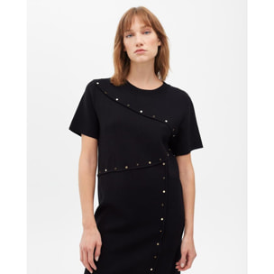 Abito Corto in Maglia con Borchie