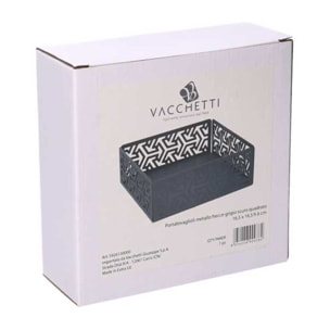 Portatovaglioli in metallo frecce grigio quadrato cm16,5x16,5x6