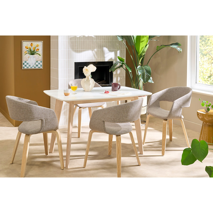 Chaises design en tissu taupe et bois clair (lot de 2) SLAM
