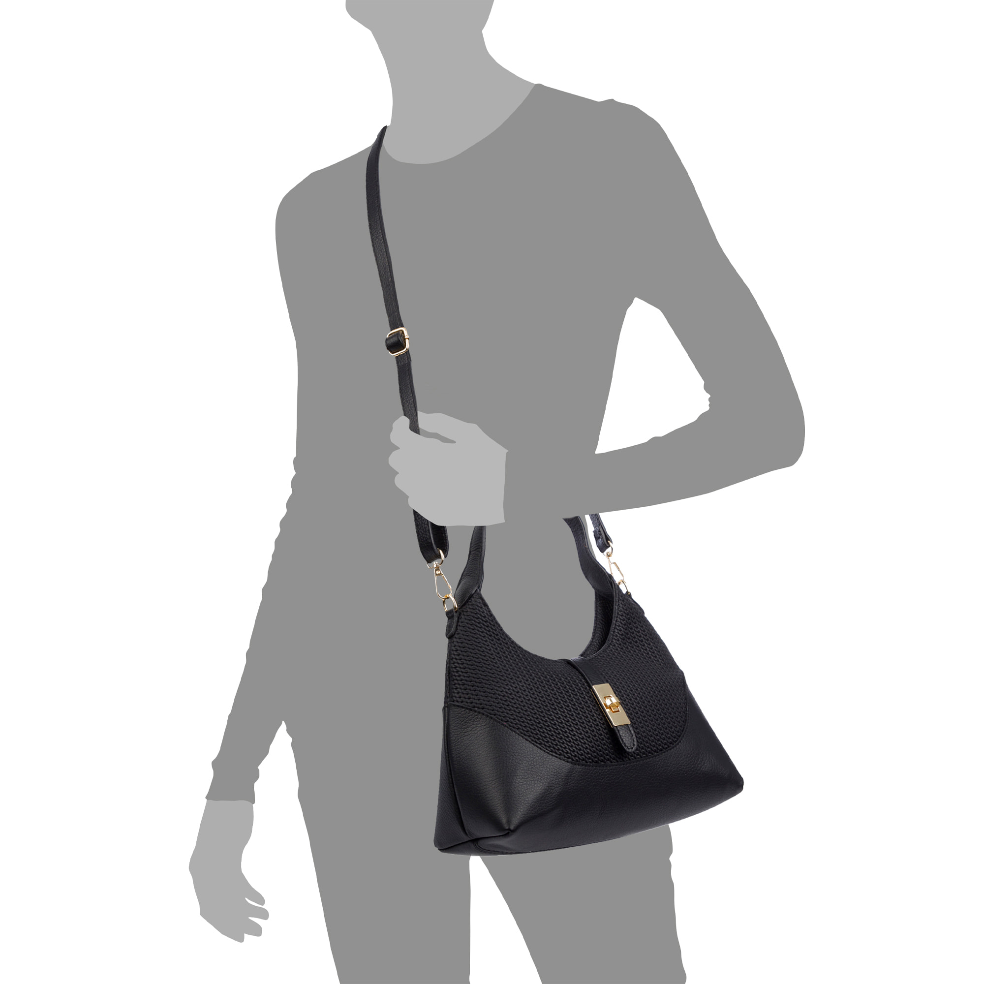 Belgioioso Bolso de hombro Mujer. Piel auténtica acabado Dollaro estampado