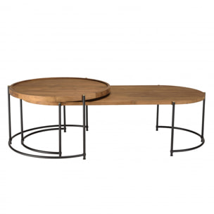 ALIDA - Set de 2 tables basses ovale et ronde