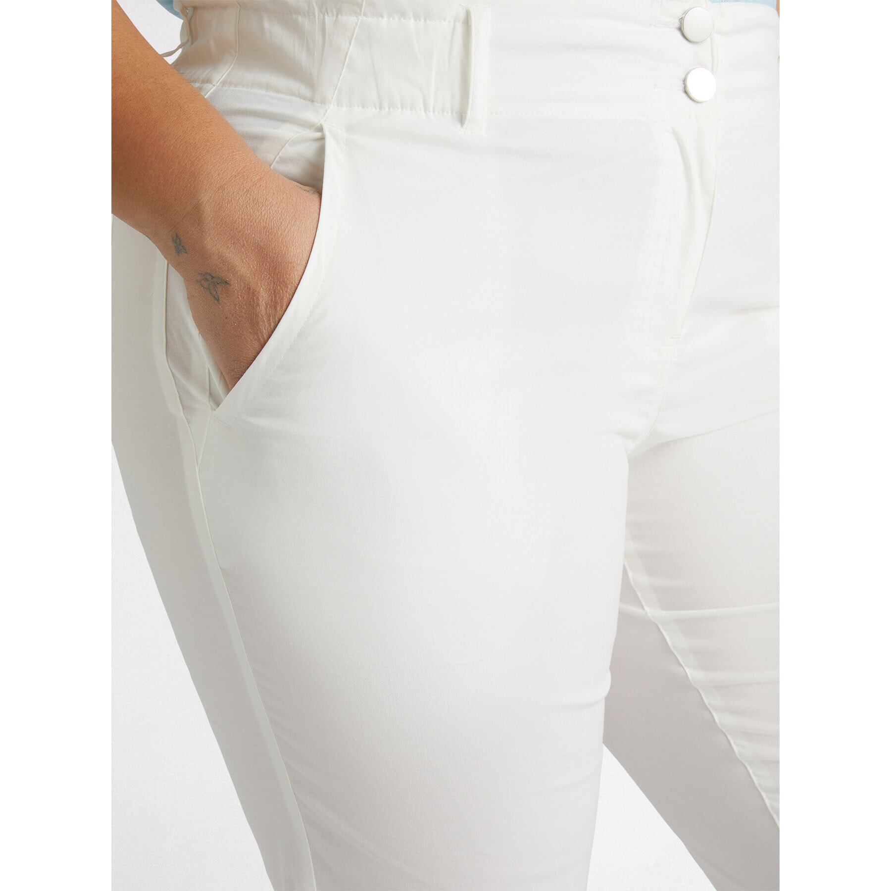 Fiorella Rubino - Pantalones de algodón y lyocell elástico - Blanco