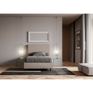 Letto una piazza e mezza contenitore imbottito 120x200 similpelle tortora Focus