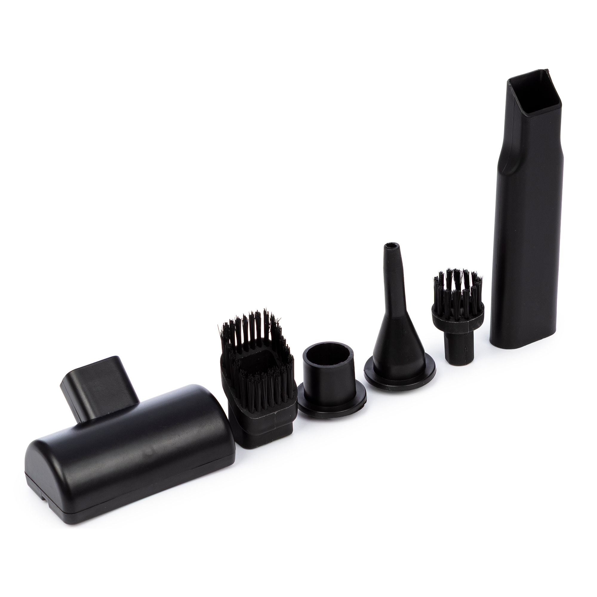 Aspirapolvere e soffiatori a mano con batteria ricaricabile e 6 ugelli.