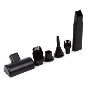 Aspirapolvere e soffiatori a mano con batteria ricaricabile e 6 ugelli.