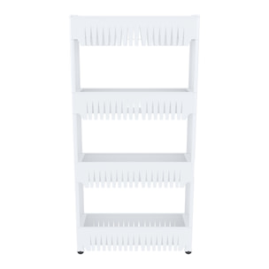 Carrello Da Cucina Salvaspazio Carrellino Portaoggetti Con Rotelle Ruote 4 Ripiani Dispensa Bagno Fino a 2.5 Kg Per Ripiano 103 x 12,5 x 54 cm Bianco