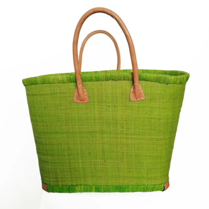Panier artisanal de Madagascar - Morondova GM Vert Anis avec pochon
