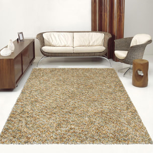 Tapis longs poils shaggy tissé en laine motif faux uni ULYO