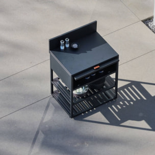 Module de cuisine extérieure acier 1 armoire 2 étagères L80cm THIRA