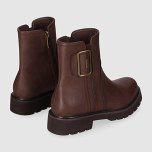 Botines de Piel - Marron - Tacón: Bajo