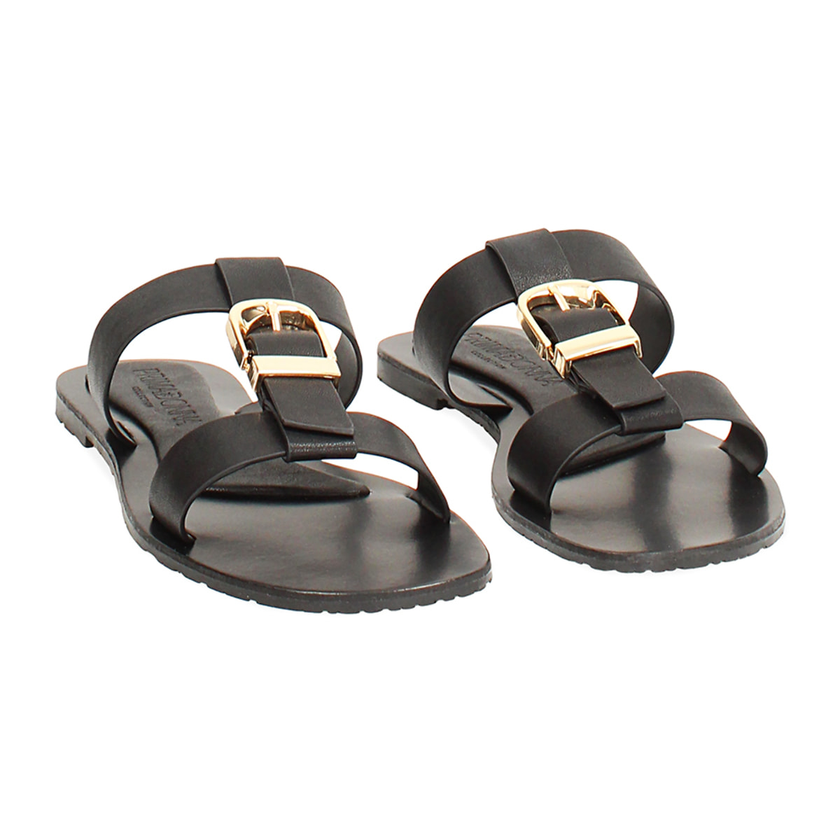 Sandalias planas negras con estilo elegante
