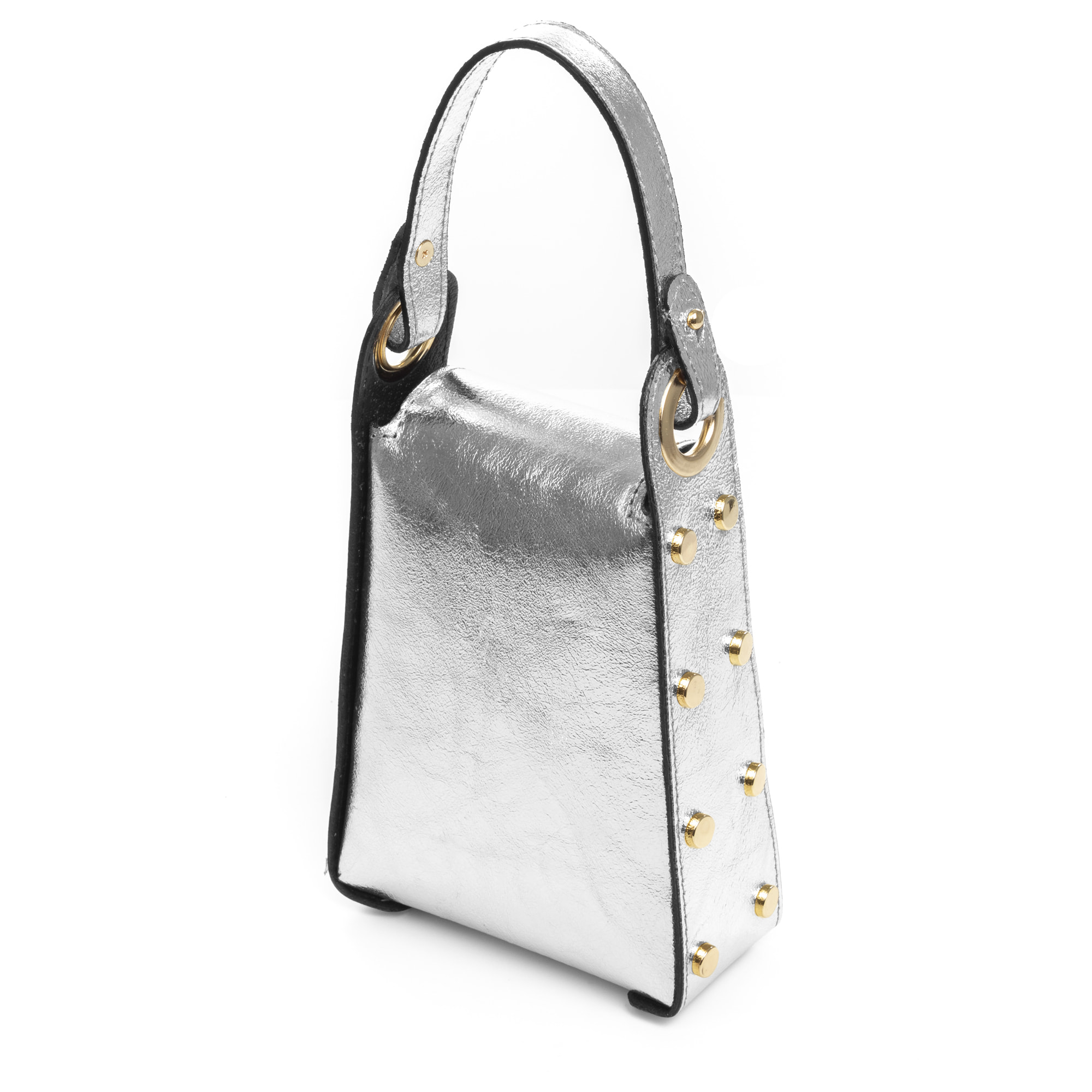 Alviano borsa a mano donna. Pelle autentica Camoscio finitura lucidata brillante.