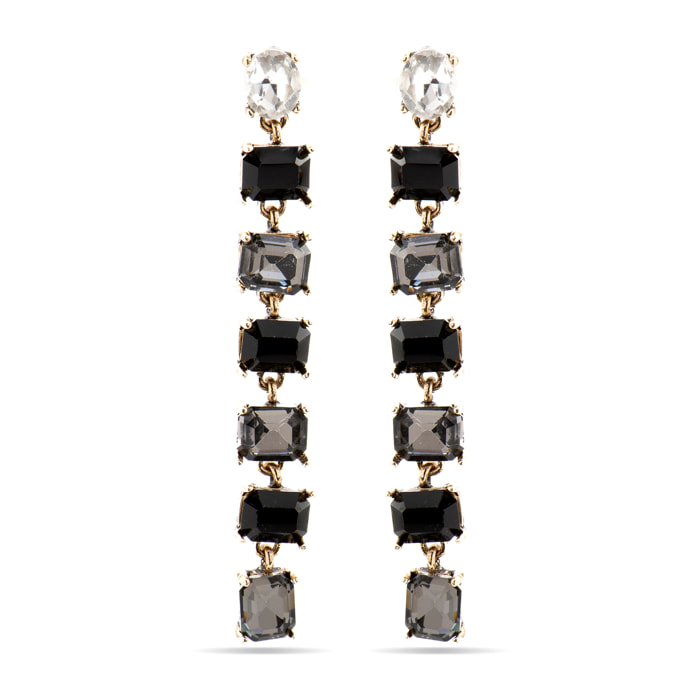 Pendientes con Cristal Negro acabado oro 18k