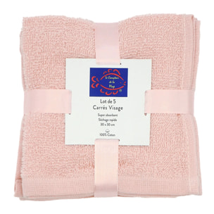 Lot de 5 carrés visage 30x30cm - Rose